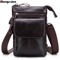 mens waist bag leather belted mobile phone bag waist packs three dimensional bags genuine leather cow leather pillow fashion