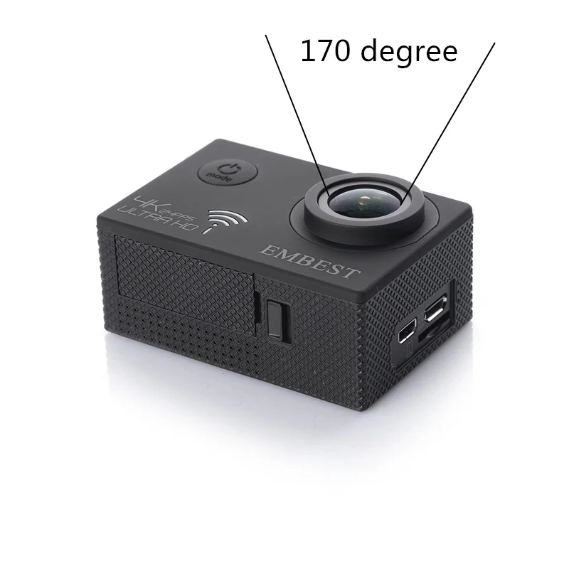 EMBEST 4K Wifi Экшн камера с гироскопом ночного видения Ultra HD 4 K/24fps 1080p @ 60fps 2 0 дюймов 170D