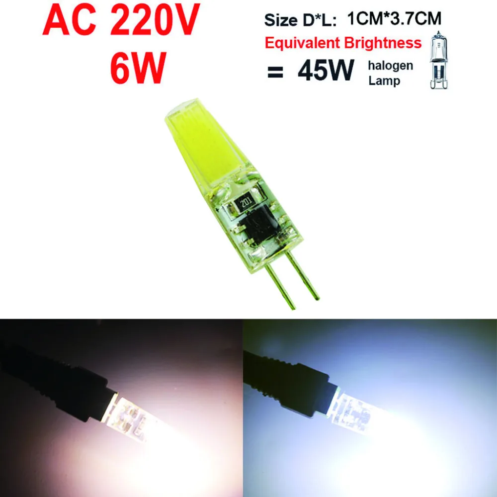 Jiaderui G4 Светодиодные лампы COB 12 В AC DC 6 Вт 220 10 Хрустальные светодиодные Lampara Bombilla