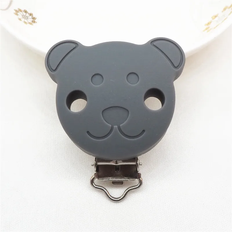 Dim grey Chengkai 10 шт. силиконовый медведь зажимы для прорезывателей DIY Детские пустышки Прорезыватель Соска chupetero цепь ремесло медсестры ювелирные изделия игрушка зажим - Цвет: Dim grey