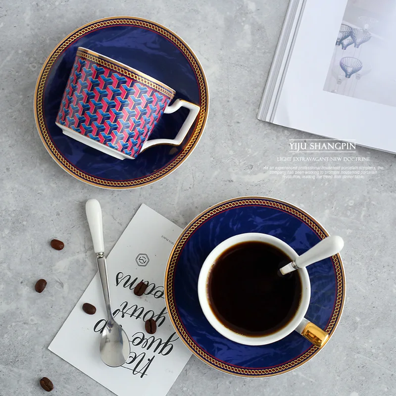 Classic abstract line ceramic coffee cup Fashion geometric pattern afternoon black tea | Дом и сад