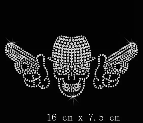 Бесплатная доставка гангстера череп Пистолеты гладить на стразы передачи|iron on