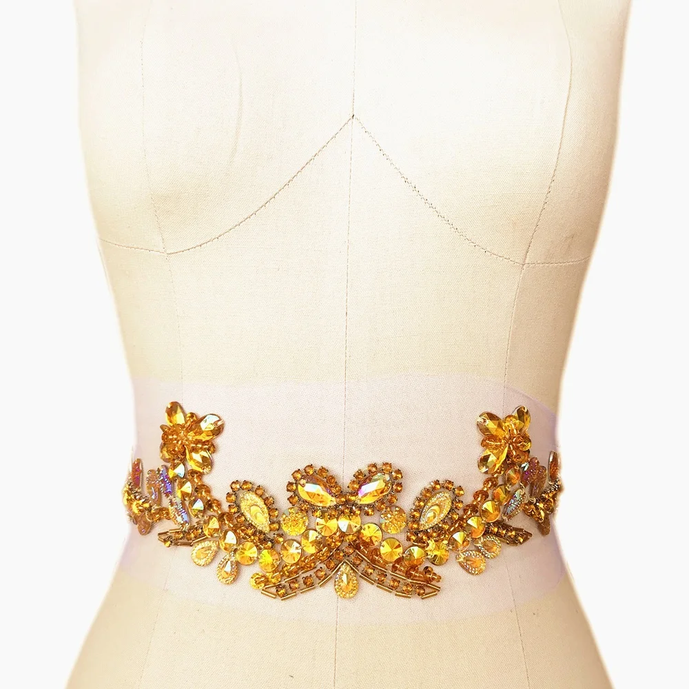 Новинка золотисто желтый ab пришивные стразы с кристаллами блестками отделкой