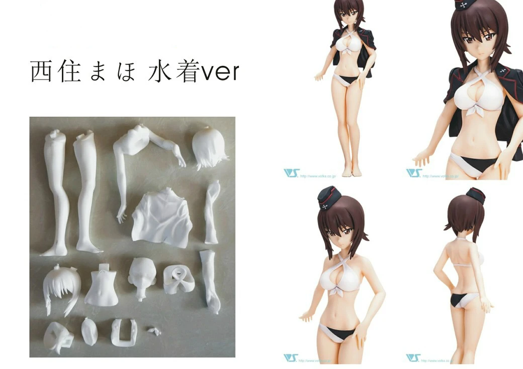 Набор фигурок из смолы 1/7 для девочек и Panzer Nishizumi Maho, неокрашенный набор из смолы для гаража