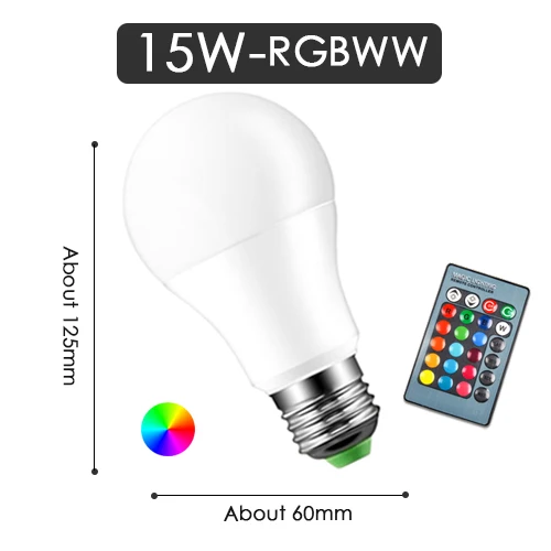 RGBWW 15w Светодиодный RGB лампочка E27 RGBW RGBWW Точечный светильник ИК-пульт дистанционного управления с регулируемой яркостью 5 Вт 10 Вт 15 Вт цветной Ночной светильник 110 В 220 В вечерние праздничные рождественские - Испускаемый цвет: RGBWW 15w