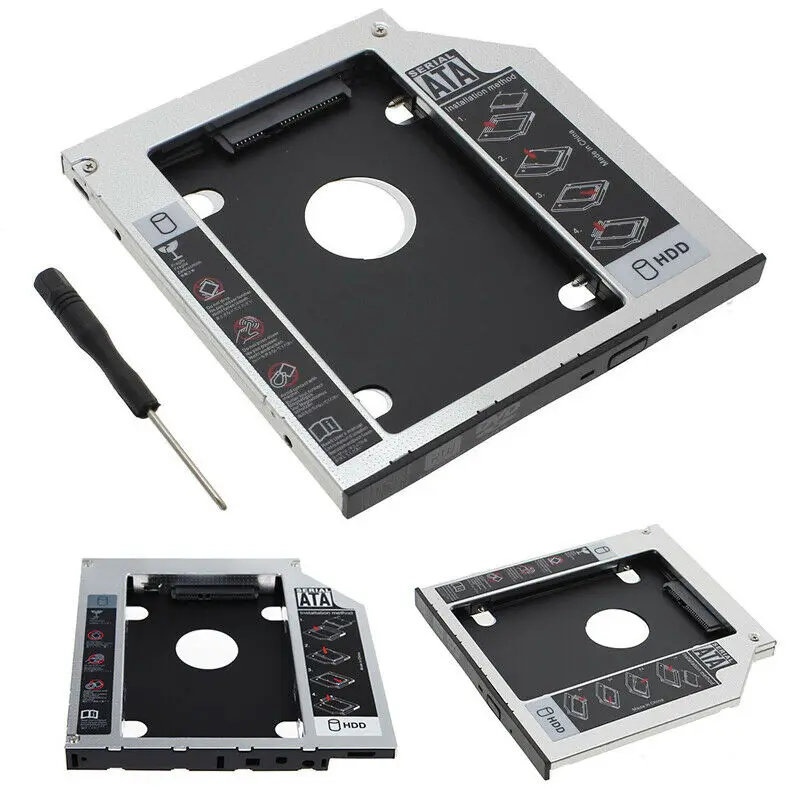 Универсальный алюминиевый SATA 3,0 2nd HDD Caddy 12,7 мм для 2," 2 ТБ SSD чехол Корпус жесткого диска для ноутбука DVD-ROM Оптический отсек