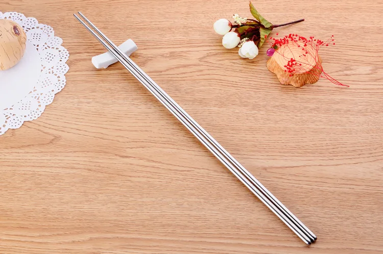 

2 пары FDA 39 см 304 палочки для еды из нержавеющей стали посуда корейский бытовой металлический сплав Круглые палочки для еды KV 094