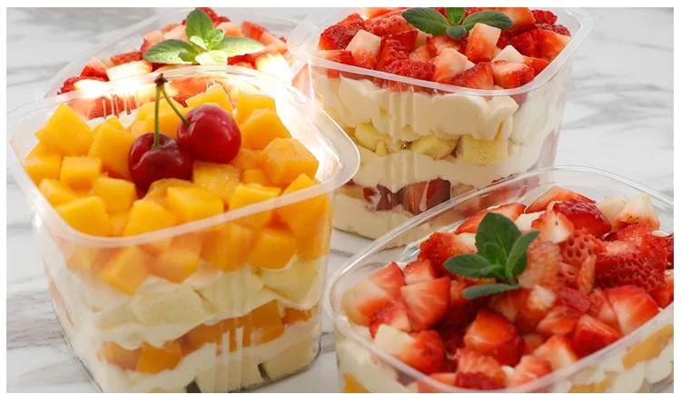 Прозрачная упаковочная коробка для DIY Деревянных отрубей чашка сои молоко бисквит выпечки одноразовые фрукты спасательные тысячи слоев торт коробка