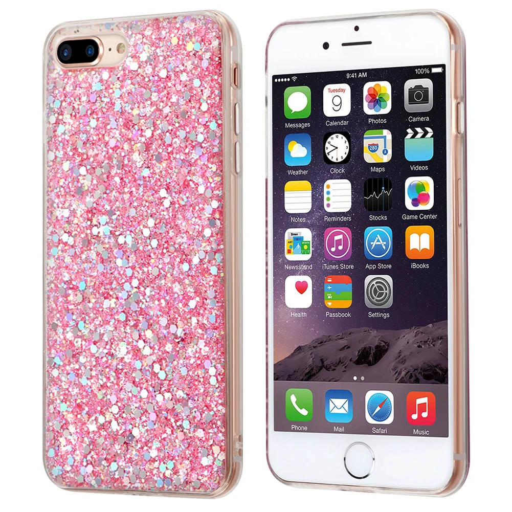 Pink Coque For iPhone 7plus TPU Silicon Case For iPhone 5 5S SE 6 6S 7 8 Plus Cover For iPhone 11 Pro XR X XS Max Bling Glitter Funda - Цвет: Pink
