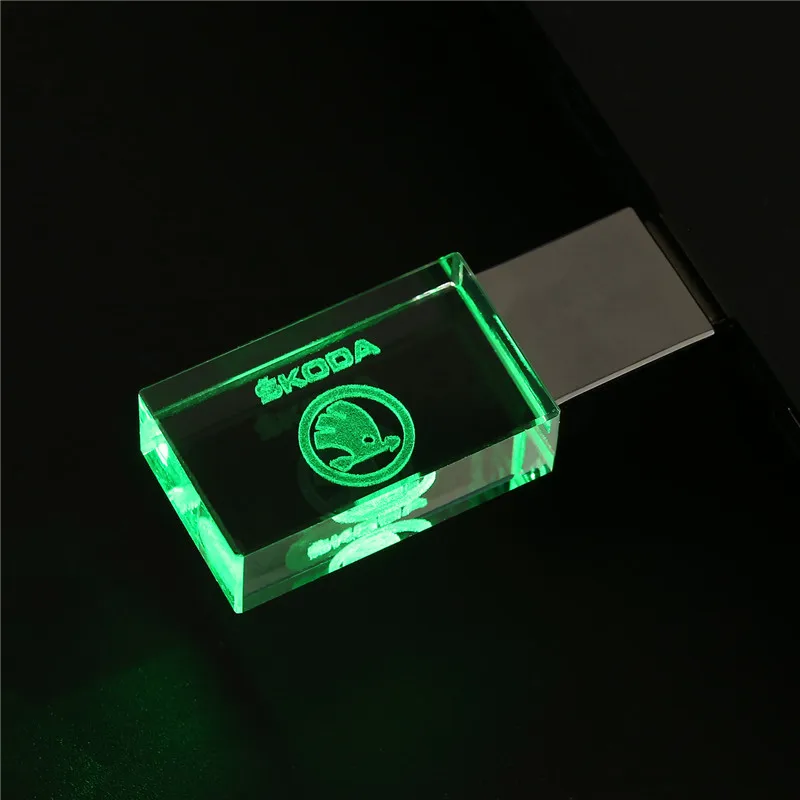 green JASTER skoda crystal+ металлический USB флеш-накопитель 4 ГБ 8 ГБ 16 ГБ 32 ГБ 64 Гб 128 ГБ Флешка карта памяти u диск - Цвет: green