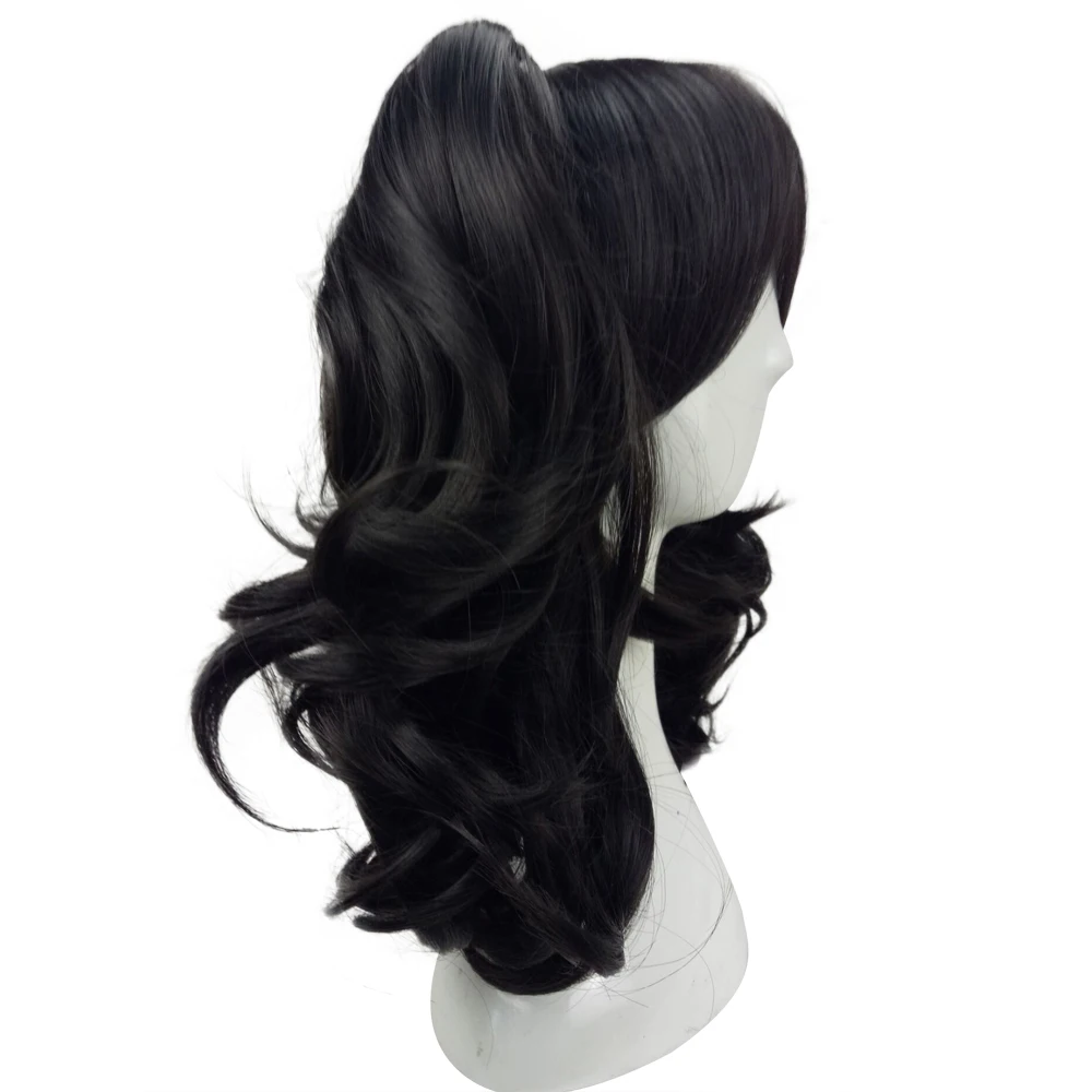 HAIRJOY женский розовый косплей парик средней длины Термостойкое синтетическое волокно с 2 съемными волнистыми конским хвостом