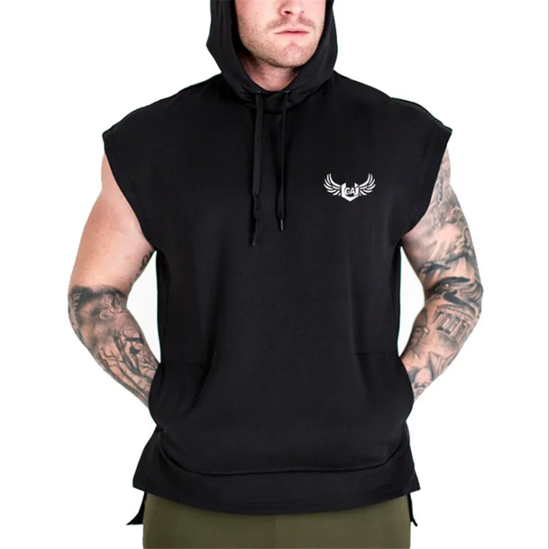 Безрукавка с капюшоном мужская одежда для спортзала бегунов Мужская Куртка