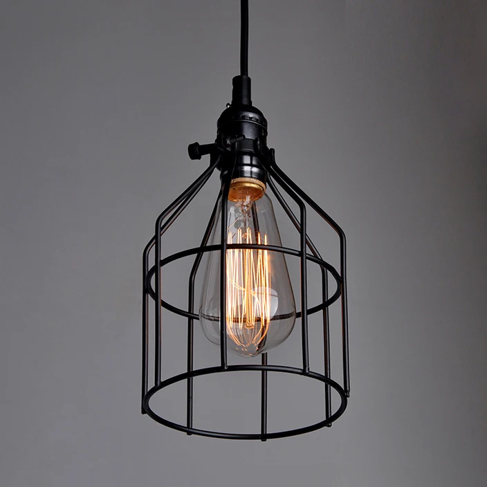 Современная черная клетка подвесные светильники железный минималистичный ретро