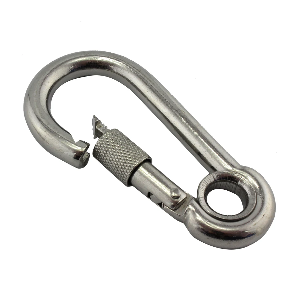 Stainless Nut Bolted Eyelet Snap Hook Carabiner SUS304 DIN5299C Safety Spring Hooks 9*90mm 10*100mm 11*120mm 13*160mm | Обустройство