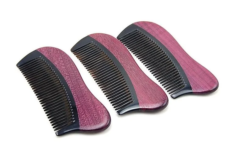 Violet Ox Horn Handmade Super Narrow Tooth Wood Combs No Static Pocket Beard Comb Hair Styling Tool 10pcs/lot  Wholesale