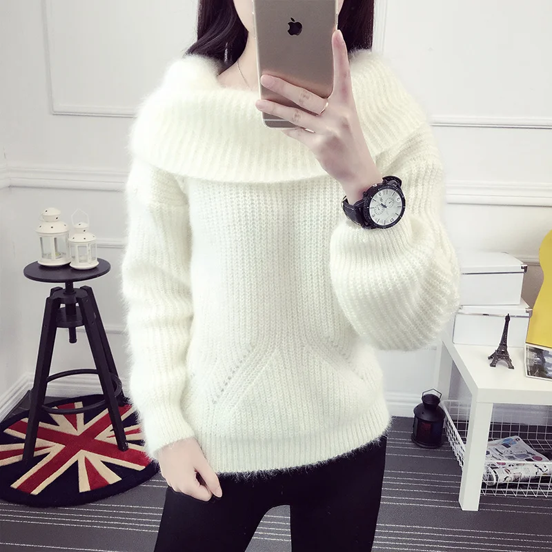 Autumn and winter short design turtleneck sweater thickening female pullover loose plus size slit neckline outerwear | Женская одежда