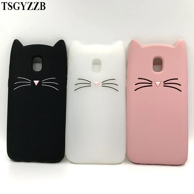 

3D Silicon Black Pink Cat Soft Phone Case For Samsung Galaxy J3 J4+ J5 J6+ J7 2016 2017 S7 Edge S9 S10 Plus Cartoon Back Cover
