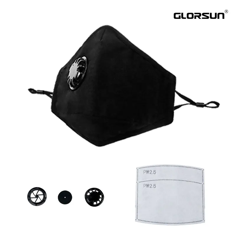 GLORSUN маска для лица из хлопка милый PM2.5 Анти-Туман Маска Black Dust нос фильтр ветронепроницаемая маска для лица, муфельной бактерий гриппа ткань - Цвет: 002BA012-2