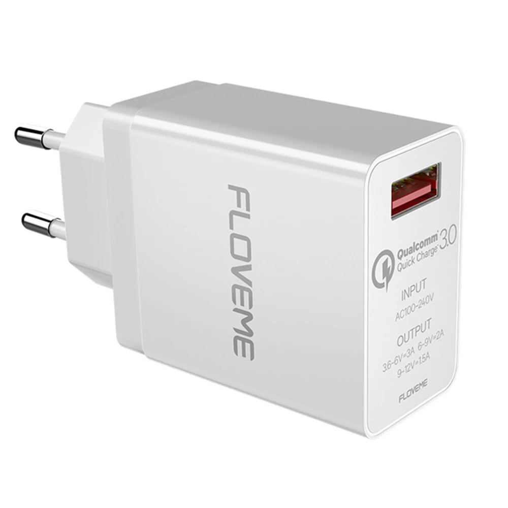White EU Plug FLOVEME Новинка 18 Вт Быстрая зарядка 3,0 USB зарядное устройство настенное зарядное устройство для телефона для iPhone samsung S8 S9 Xiaomi huawei быстрое зарядное устройство для телефона - Тип штекера: White EU Plug