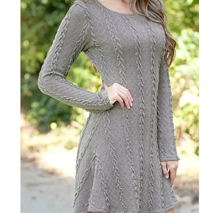 5XL зимнее женское платье с круглым вырезом вязаный свитер тонкий сексуальный