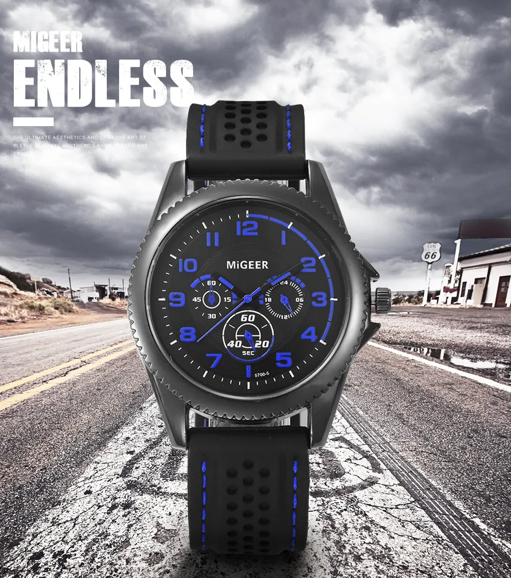 Мужские часы лучший бренд класса люкс Классический стиль черный силиконовый