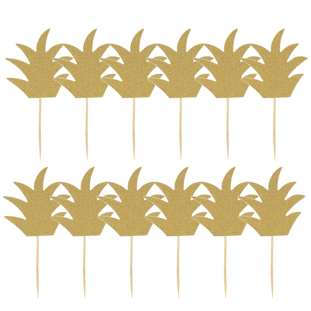 24pcs Glitter Pineapple Cupcake Pick Cake Topper Birthday Party Decor Gold | Decorating Supplies