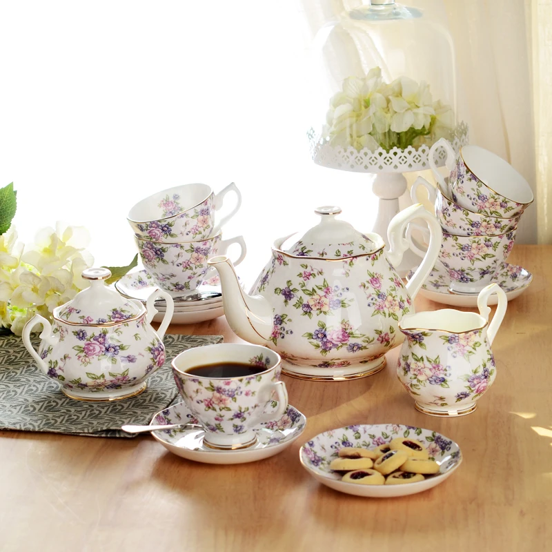 Juego de tazas de caf&eacute; de porcelana de hueso, utensilios de bar de bebidas para el hogar europeo, combinaci&oacute;n de taza y platillo-1