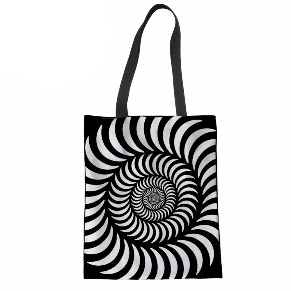 NoisydesignsHandbags для женщин мягкая пляжная сумка в черно белую полоску с принтом
