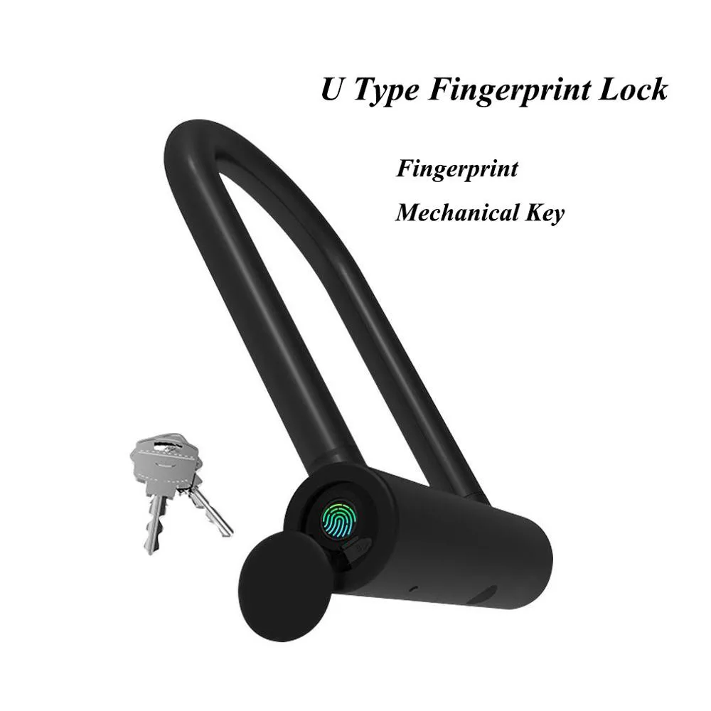 Сверхмощный U образный замок со сканером отпечатков пальцев электрический для