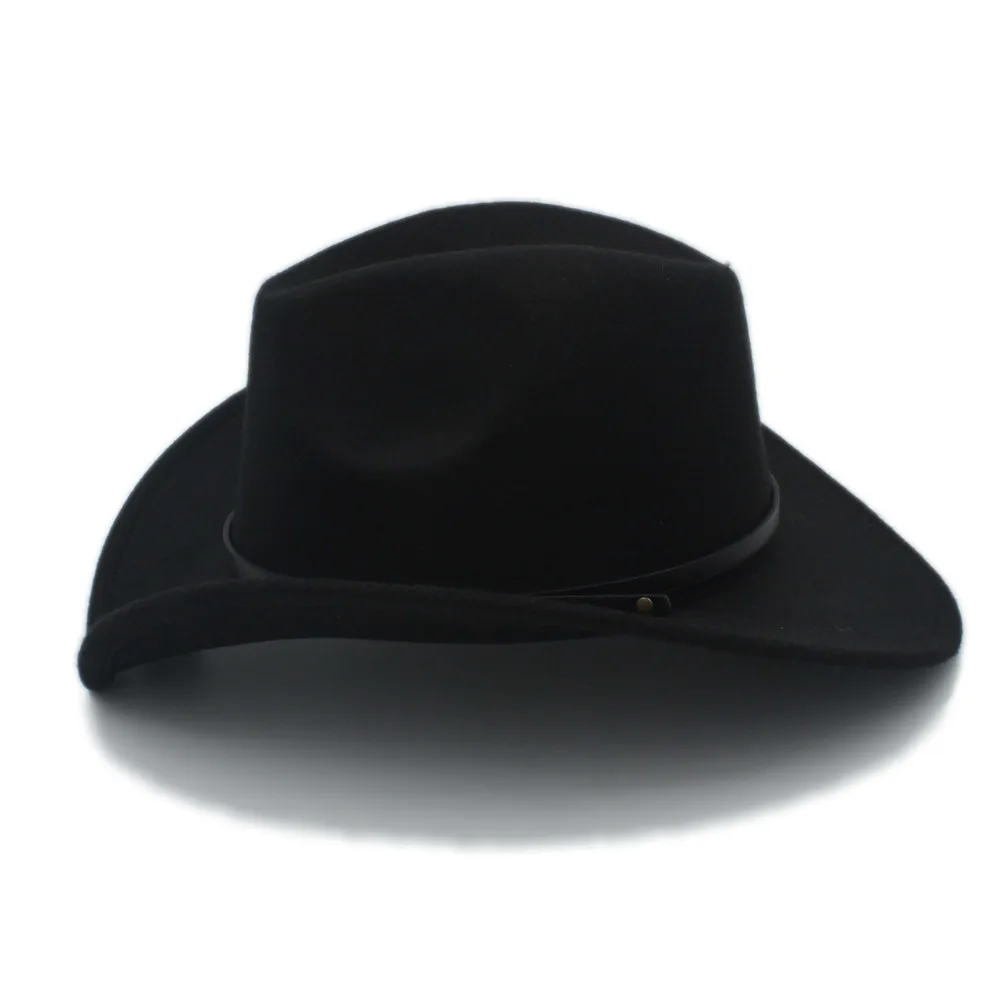 Ретро шерстяная Женская и мужская зимняя фетровая шляпа для ковбоя джазовая
