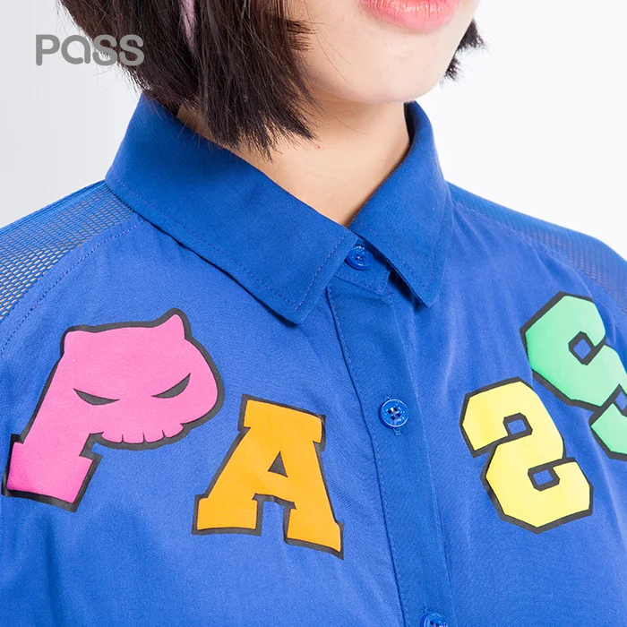 Пройти Лето 2017 г. женщина отложным воротником Пух письмо Модные принты