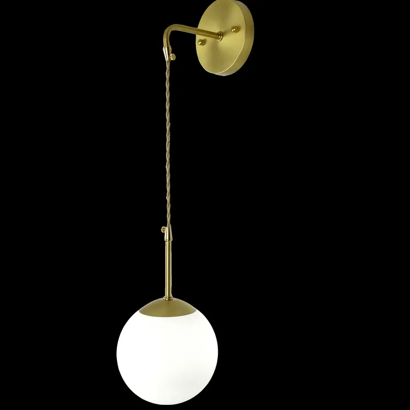 

Modern Vintage Loft Adjustable Industrial copper ball Wall Light retro brass glass wall lamp country style Sconce Lamp Fixtures