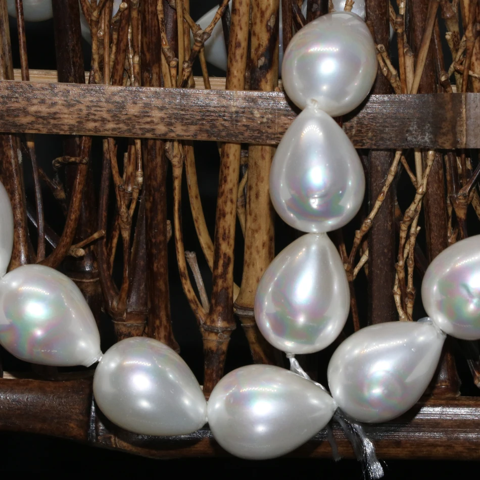 

Fashion natural white shell pearl teardrop 14*18mm waterdrop fit diy necklace women wholesale loose jewelry beads 15inch B2265