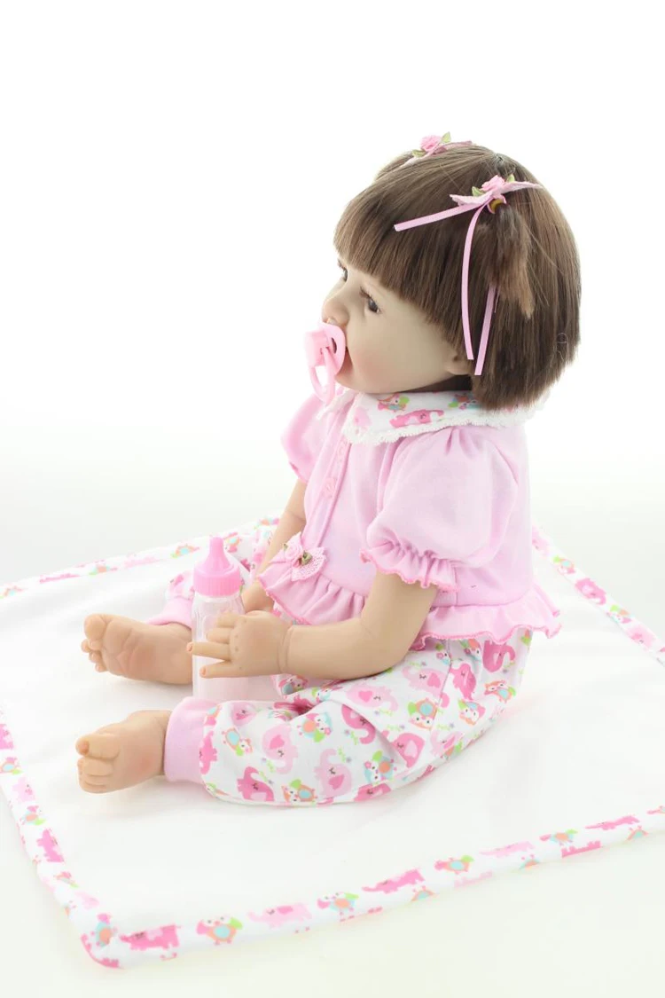 

55cm 22" inch babies reborn doll cute Silicone lifelike new born baby doll with nipple for baby girl new year birthday gift