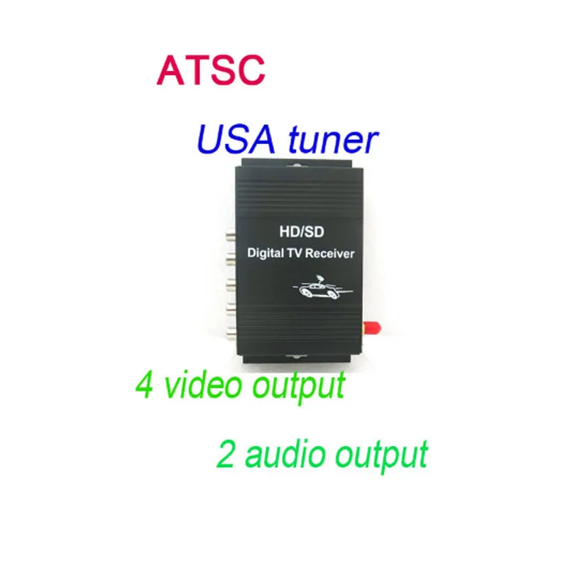 Автомобиль ATSC США цифровой ТВ приемник 4 видео Выход 2 аудио Fit Все dvd плеер