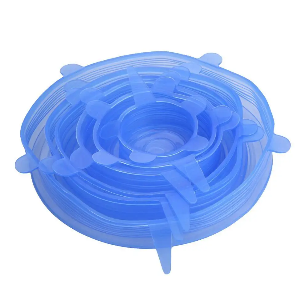 6pcs blue 6 шт./компл. Универсальный крышки растягивающиеся из силикона Vacuum Seal крышка всасывания уплотнитель чаша горшок силиконовый чехол кухня cookwar аксессуары - Цвет: 6pcs blue