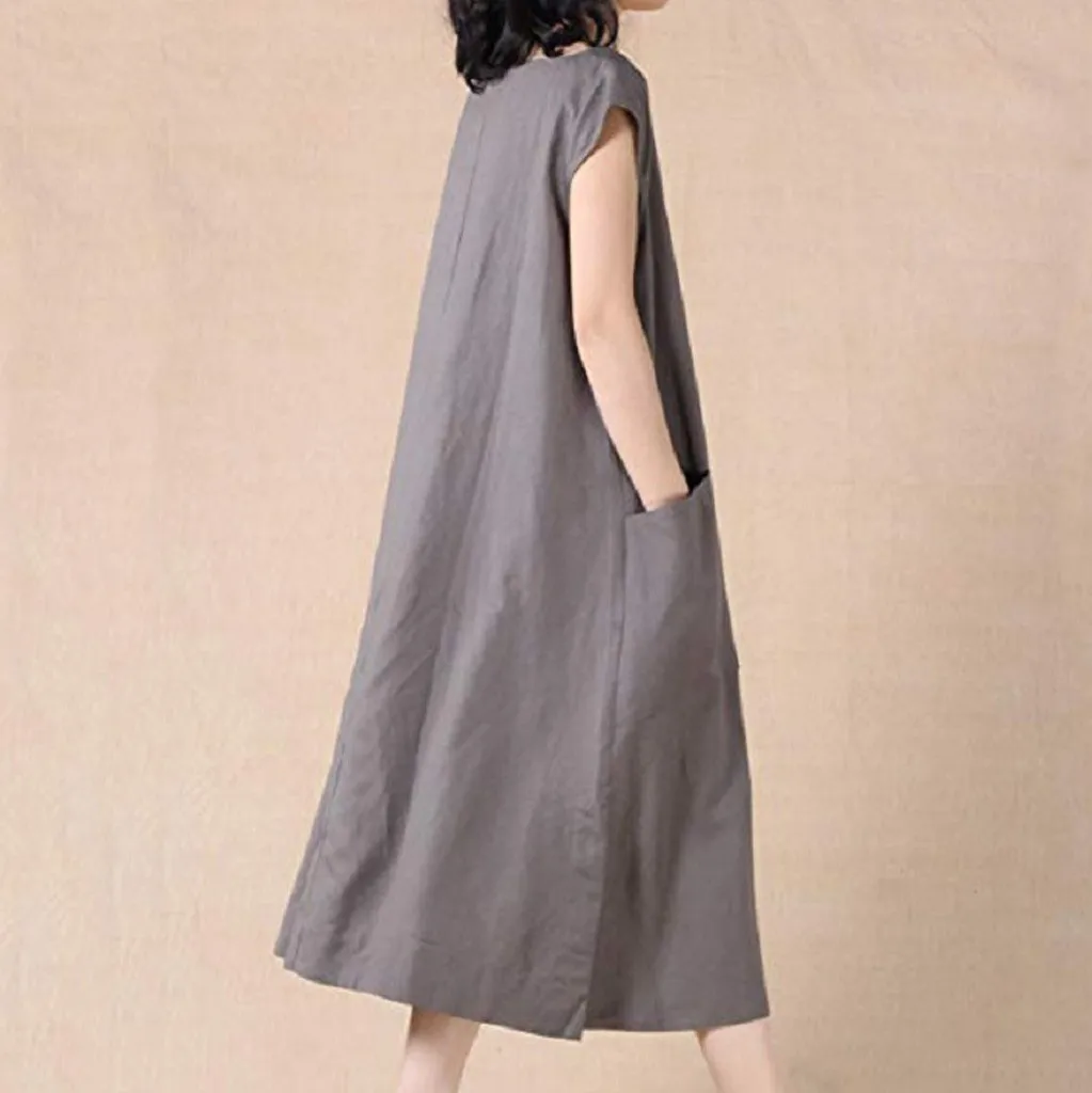Женское винтажное мешковатое платье повседневное свободное летнее с большим