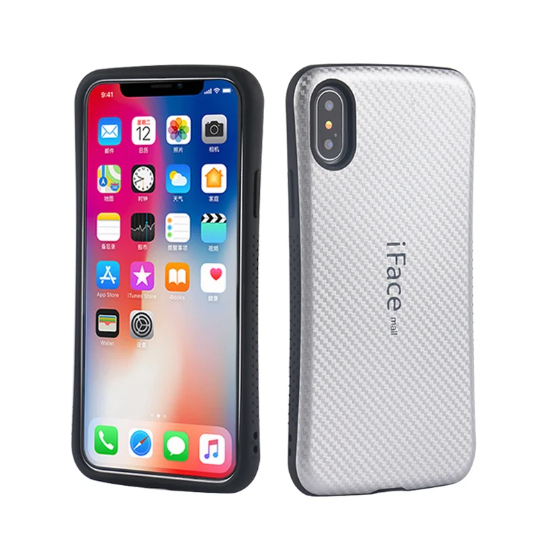 Чехол iFace Mall из углеродного волокна для iPhone X 5 8 дюйма сверхпрочная Противоударная