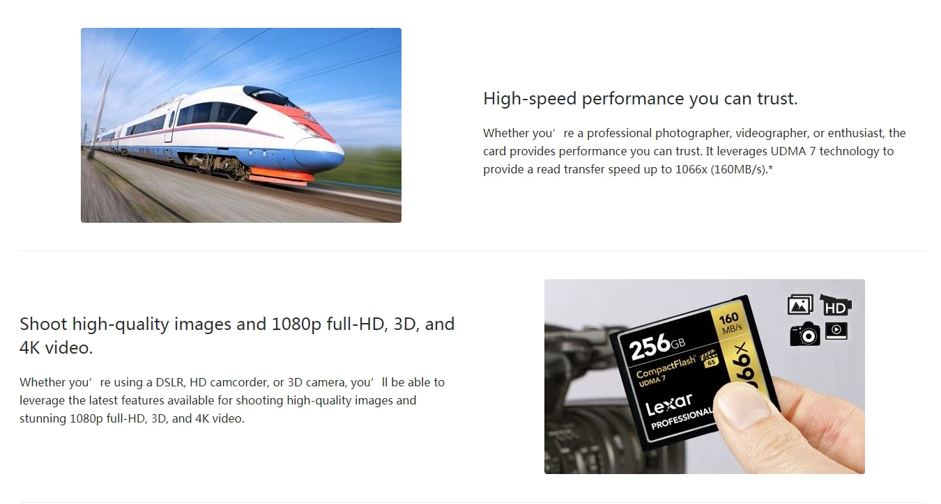 Lexar 1066X Compact Flash 160M карта памяти 32 64 128 ГБ cf-карта 256 ГБ 128 Гб 64 ГБ 32 ГБ флеш-карта памяти Carte Memoire для камеры