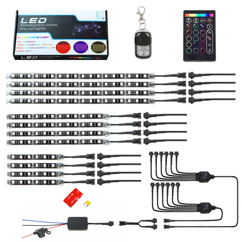 12 шт. светодиодный светильник для мотоцикла набор полосок атмосферный rgb