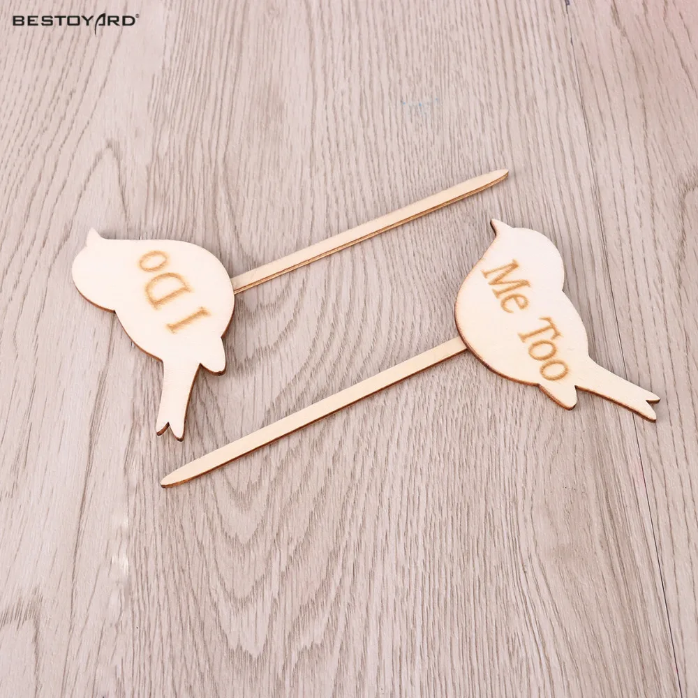 2 шт я тоже люблю птиц Свадьба Помолвка Деревянный Торт Топпер Фото Реквизит Брак