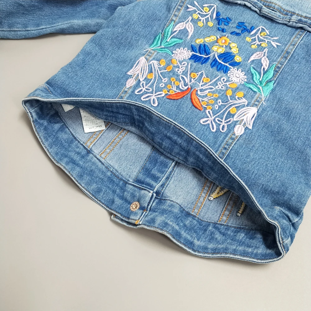 3-6T High Quality Spring Girls Jackets Denim Outerwear Embroidery Flower Girl Coats Jeans Jacket Kids Clothing Children Clothes | Детская