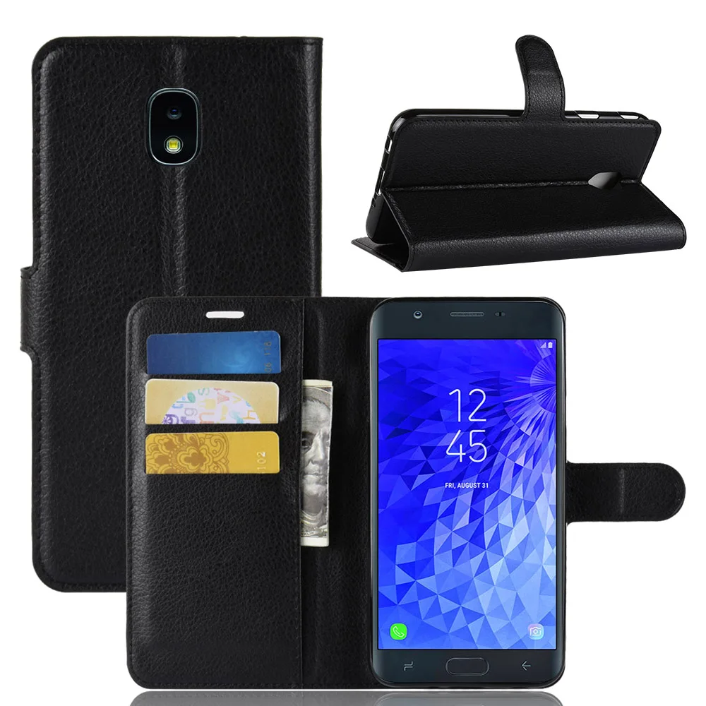 Кожаный чехол-бумажник с откидной крышкой для Samsung Galaxy J3 2018/Eclipse 2/Orbit/Achieve/J3 V 3rd