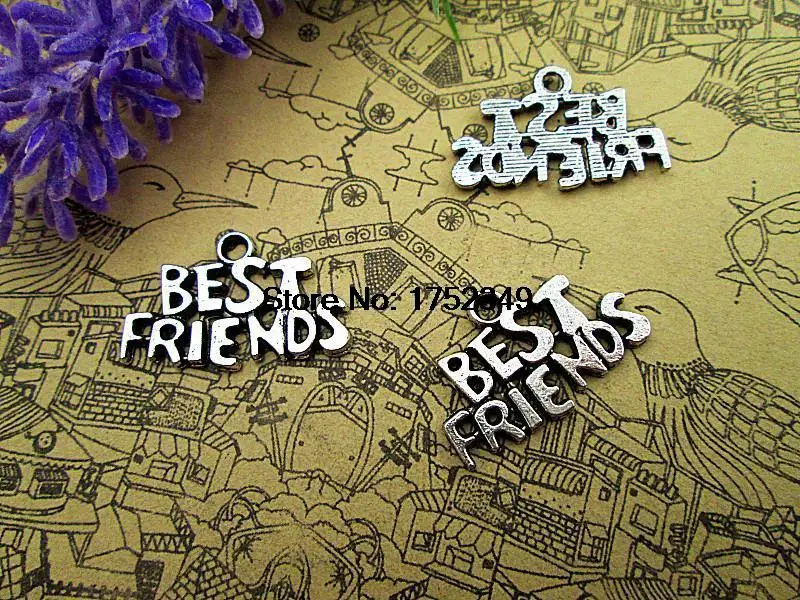 

20pcs--Best friends charms, Antique Tibean silver best friends charm pendant 25x16mm