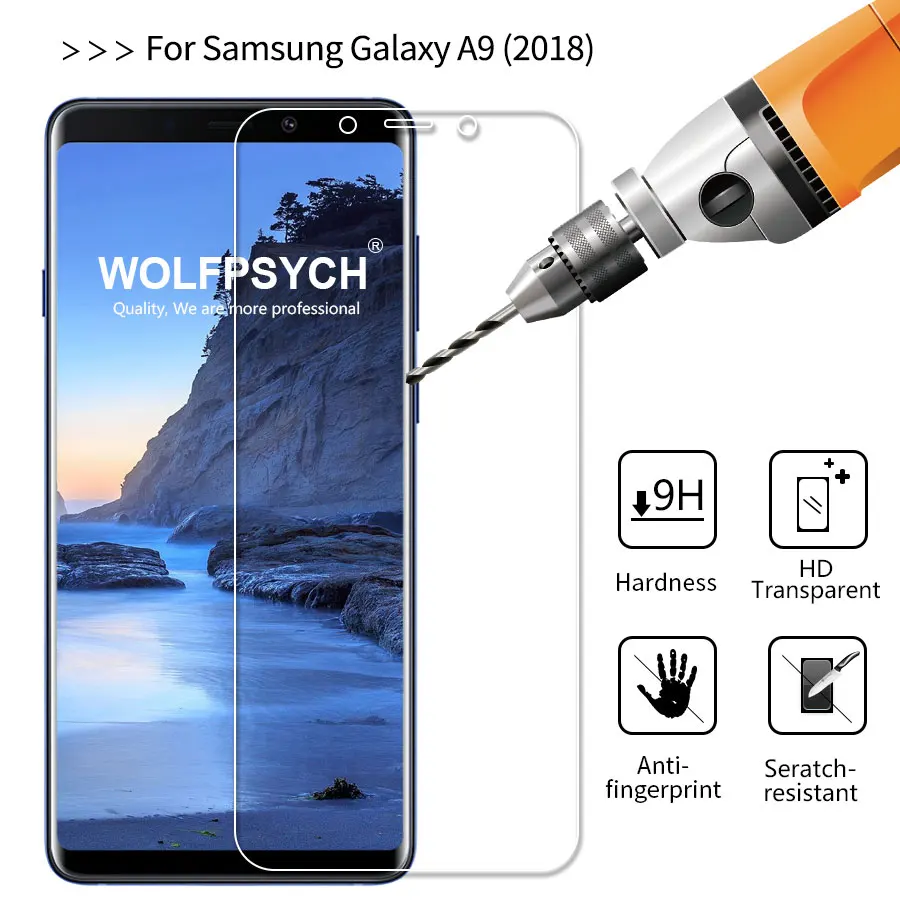 WOLFPSYCH 2.5D Закаленное стекло для samsung Galaxy A9 прозрачная защитная пленка против