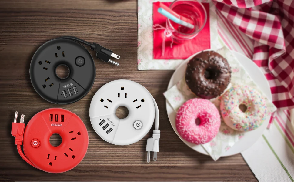 NTON power оригинальная дорожная лента питания USB удлинитель портативная умная розетка красные пончики для рождественских подарков