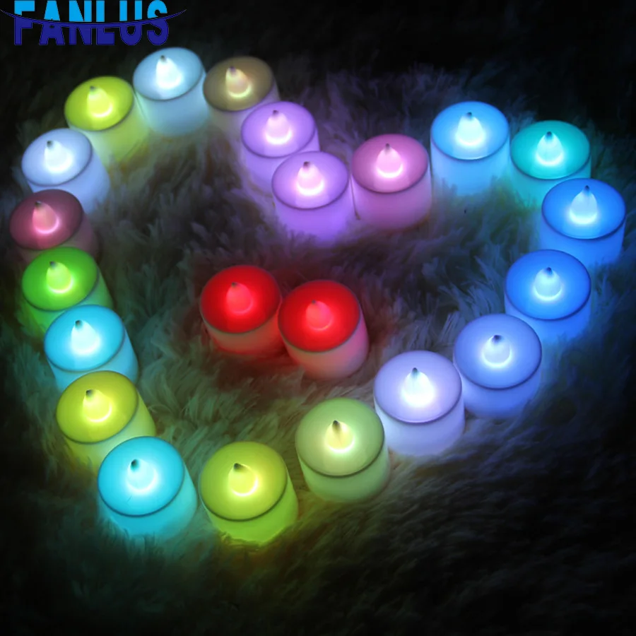 24 шт./лот светодиодные свечи с изменяющимся цветом на день рождения торт Днем