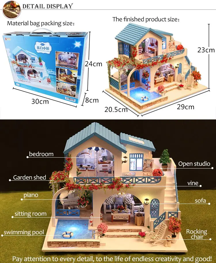 3D Кукольный дом ручной работы Деревянный Diy Miniatura кукольные домики мебельный Набор Diy пазл сборные кукольные игрушки светодиодный светильник подарок на день рождения