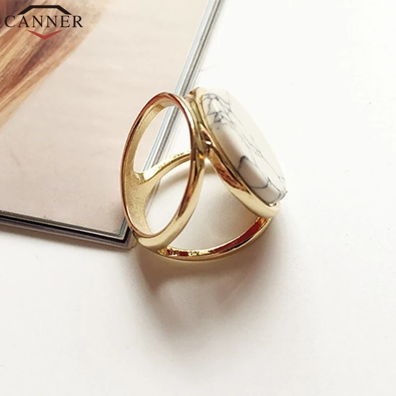 Женское кольцо с геометрическим мрамором CANNER креативное из натурального