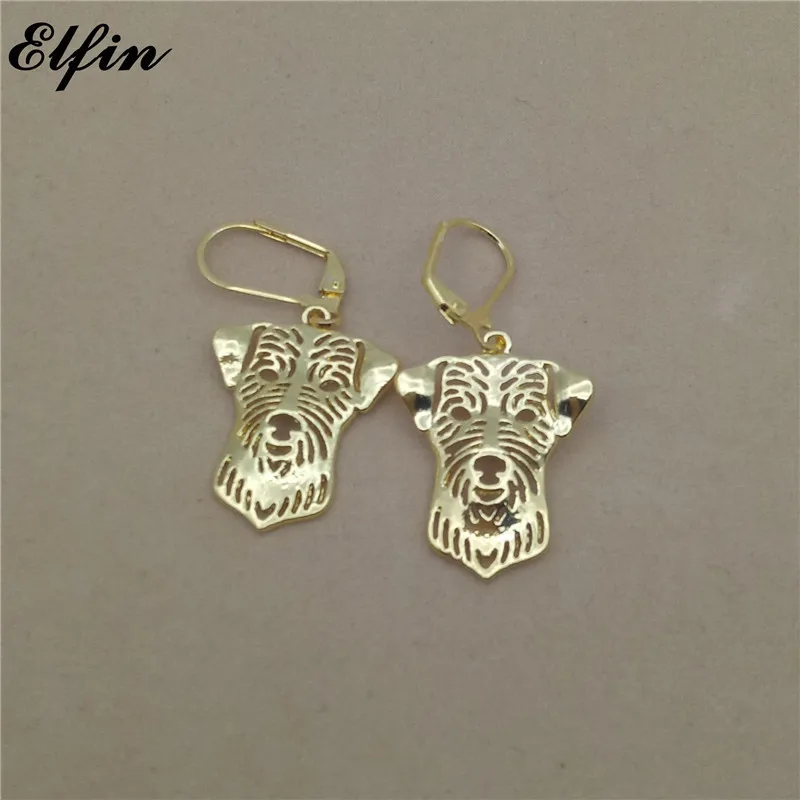 Женские серьги Elfin модные Джек Рассел терьер золотого цвета серебряные с